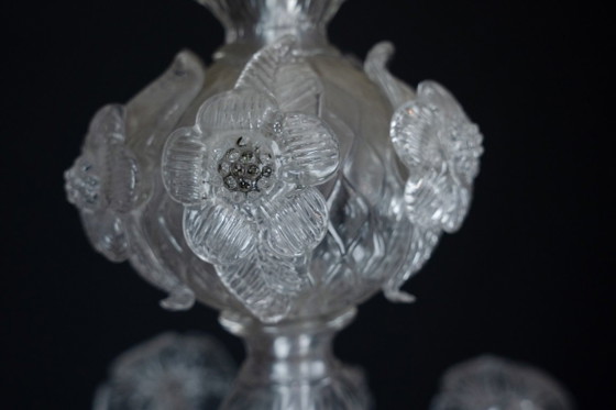 Image 1 of Vintage kroonluchter van helder Murano-glas uit de jaren 1940, een klassiek Italiaans kunstglas.