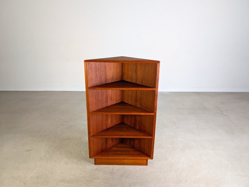 Midcentury corner shelf bookcase teak danish design vintage 1960
