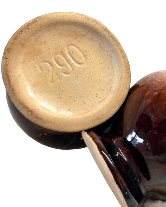 Image 1 of Pair of Vintage Bay Keramik W. Germany Vases - Model 290-10 - Turqouise Brown Fat Lava Glaze