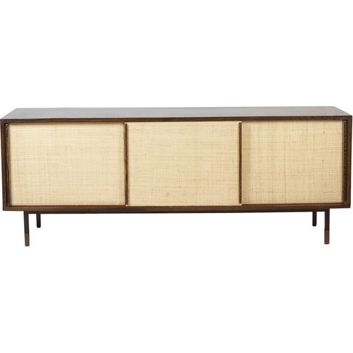 Aparador rectangular vintage de madera de wengué y metal lacado, Países Bajos, 1970