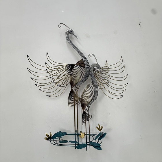 Image 1 of Curtis Jere Vintage Pauw Muurkunst Gesigneerd, 1970