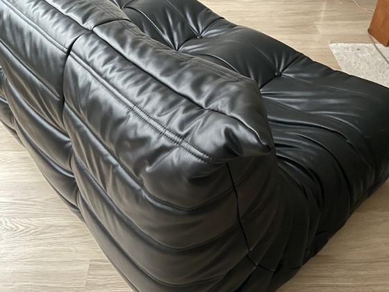 Image 1 of Identical Replica Ligne Roset Togo Sofa – Black Leather – 100% Italian Leather