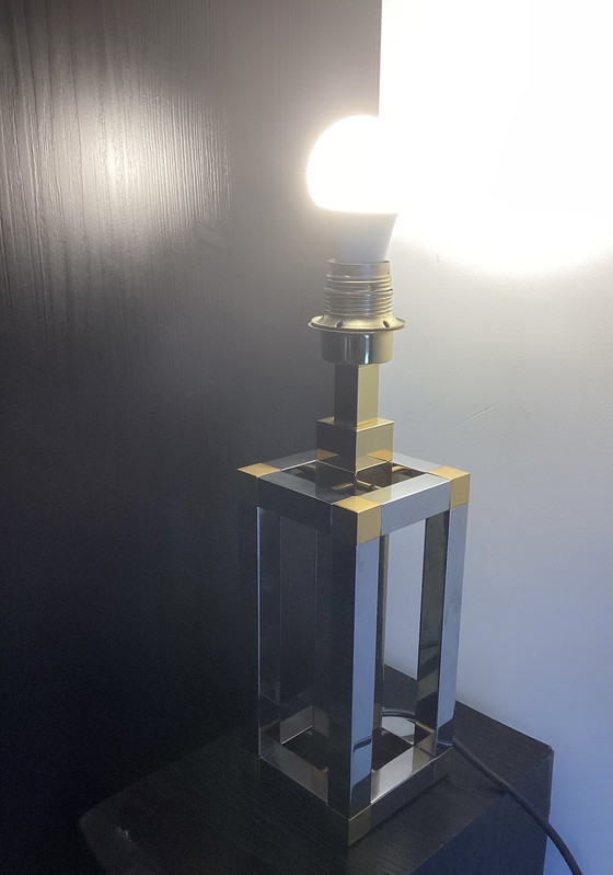 Image 1 of Lampada vintage pesante in stile Willy Rizzo, ottone cromato