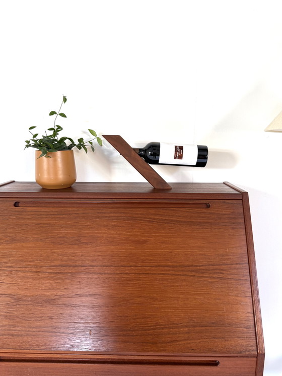 Image 1 of Vintage teakhouten wijnstandaard ‘60