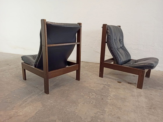 Image 1 of 2 sillones de cuero de mediados de siglo