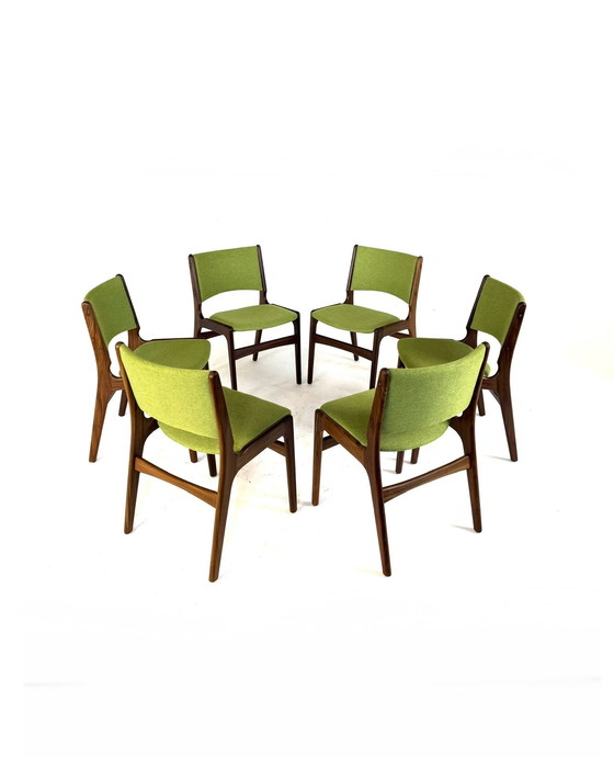 Image 1 of 6x gerestaureerde eetkamerstoel model 89, Erik Buch ‘60