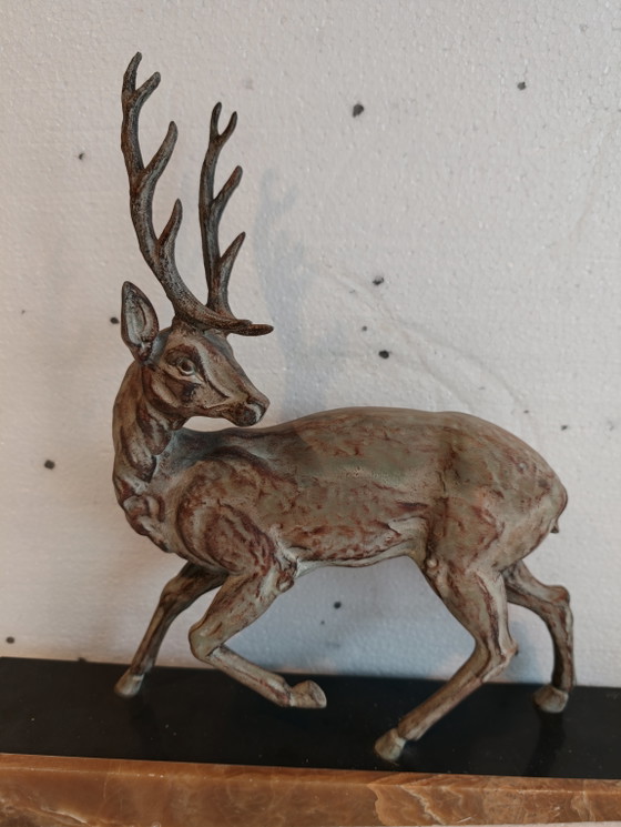 Art Deco sculpture of 1 male deer on a marble base by Gilot – Decorative Objects (photo 2 of 9)