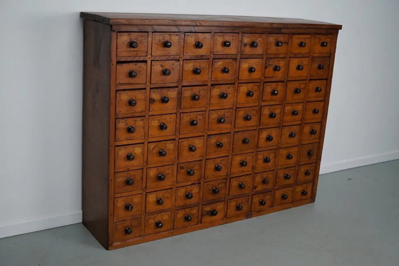 Image 1 of Armario de boticario/taller industrial holandés de pino, circa 1930