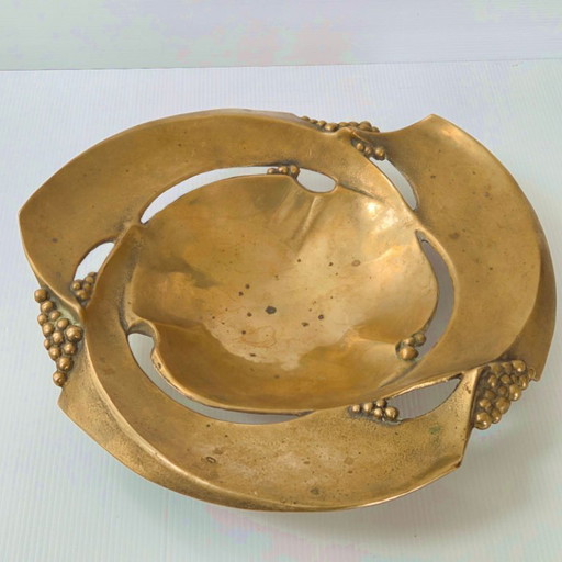 MAGNIFICENT VINTAGE FRUIT BOWL 1970S IN SOLID GILT BRONZE