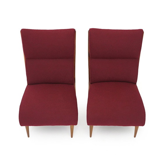 Image 1 of Paire de fauteuils en bois et bouclette, années 1940