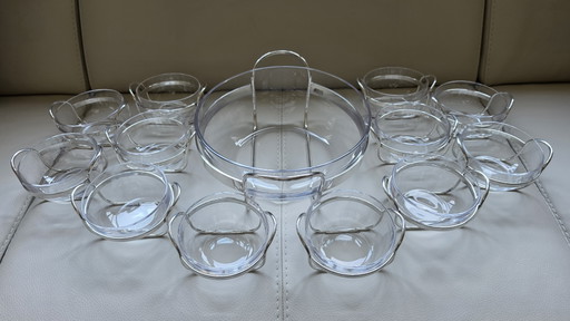 Set da punch PM Italy di 14 pezzi in argento placcato e vetro, stile Mid-Century Modern (anni '70) – tafelaccessoires, Glass