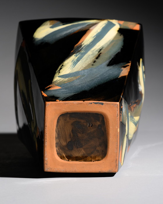 Image 1 of Studiokeramik Vase “Albert ’91” Expressive Hand-Painted Postmodern Art Pottery