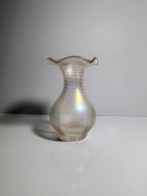 Irisierende Jugendstil Vase Gallo Vintage Blumenvase Art Nouveau Regenbogen Glas