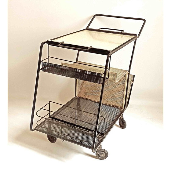 Image 1 of Vintage gele formica trolley van Mathieu Matégot, 1950