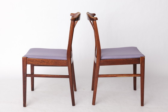 Image 1 of Paire de chaises suédoises vintage par LBG Group - 1970 Bois de hêtre et tapisserie violette