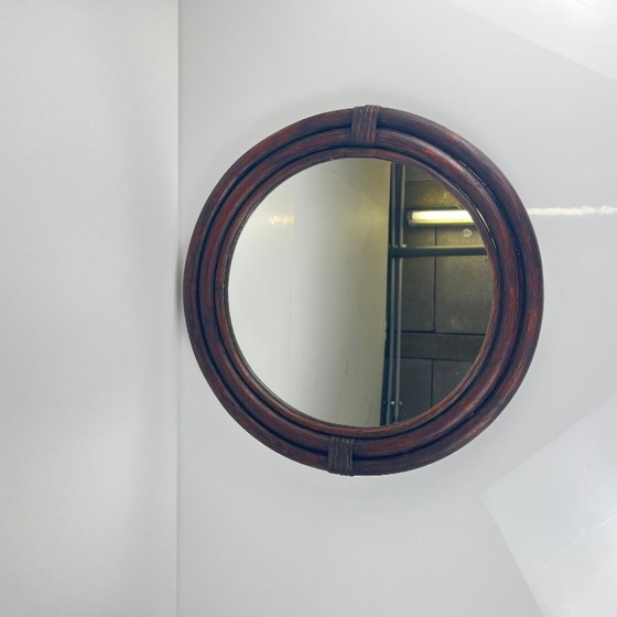 Image 1 of Round rattan mirror, 1970