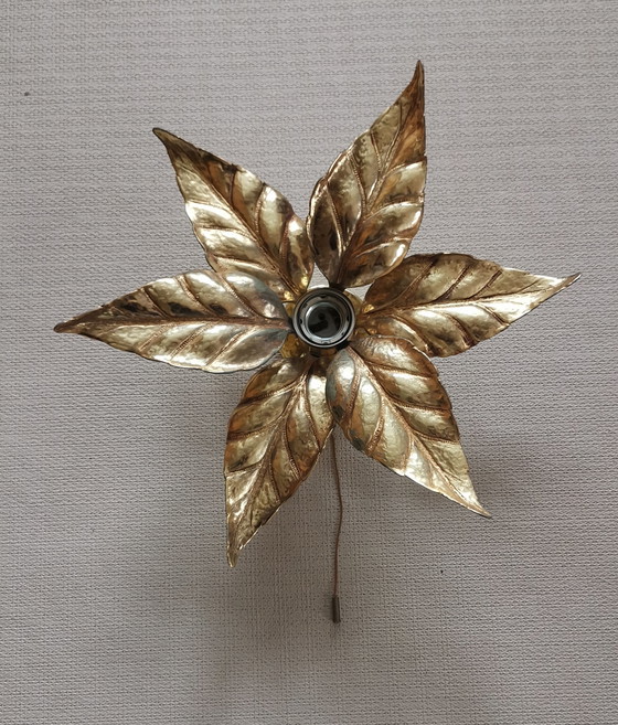 Image 1 of Bloemvormige wandlamp uit het midden van de 20e eeuw van Willy Daro, Hollywood Regency, vintage uit de jaren 70