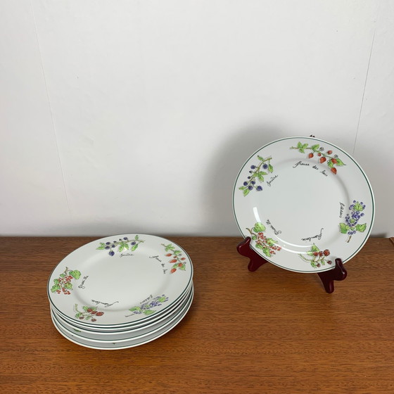 Image 1 of Set di 6 piatti da dessert in porcellana "Frutta"