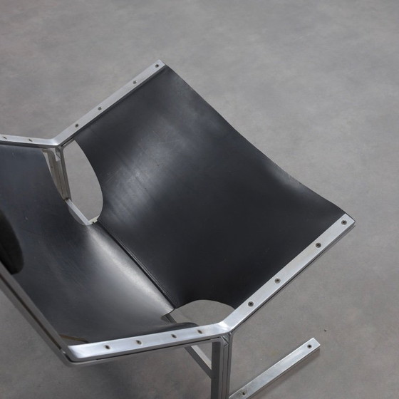 Image 1 of Uiterst zeldzame leren fauteuil van Pierre Thielen voor Metz & Co., Nederland, jaren 60.