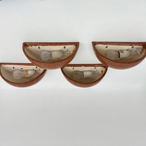 Image 1 of Ensemble de 4 appliques murales en céramique de style Mid-Century, années 1970
