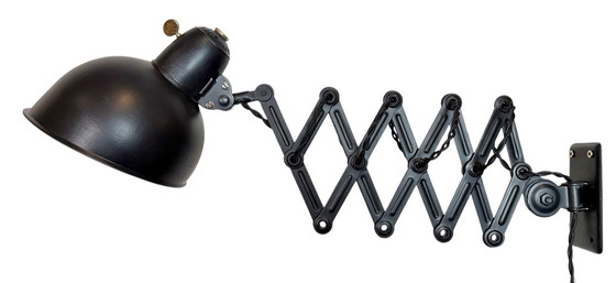Image 1 of Black Industrial Bauhaus Scissor Wall Lamp from Kaiser Idell, 1930s