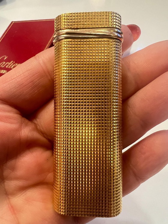 Image 1 of Original vintage Cartier Lighter gold-plated with Trinity ring made in 1983 with certificate, original box and case