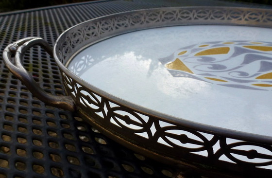 Image 1 of Bandeja ovalada grande de estilo Art Déco, pieza decorativa poco común.