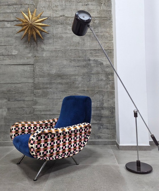 Image 1 of Paire de fauteuils Lady en velours bleu Hermès, Marco Zanuso, Italie, années 1950