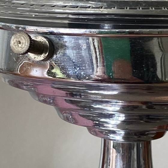 Image 1 of Lampada antica a globo, vetro spesso tipo Holophane e metallo cromato