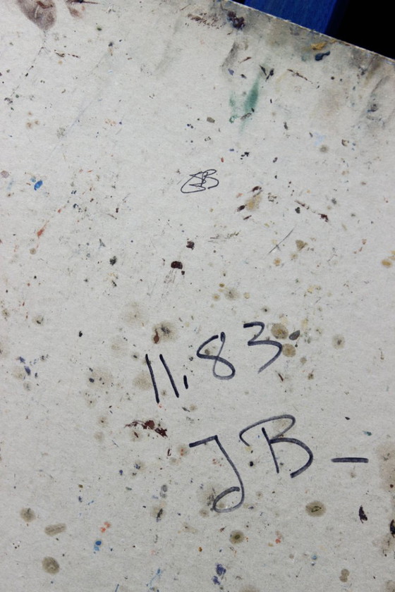 Image 1 of Jean Besnard (1922-2007) Olio su cartone Astrazione geometrica Op Art 1983