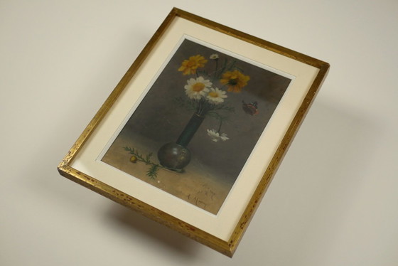 Image 1 of El ramo con la mariposa - Cuadro firmado por A. Moreau