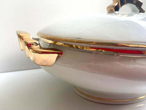 Image 1 of Soupière Légumier Plat de Service Centre de Table Porcelaine Fine Non Signée Art