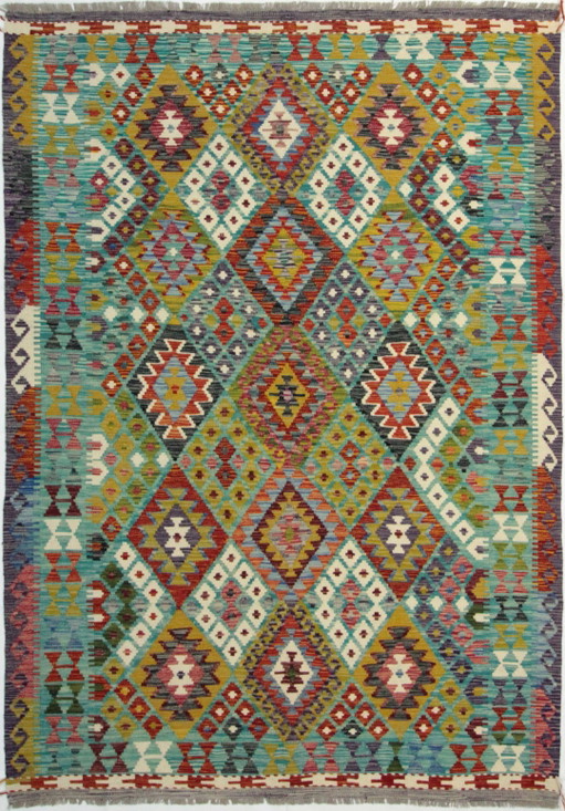 Originele oude stijl Kelim Afghan 247 X 178 Cm Topconditie