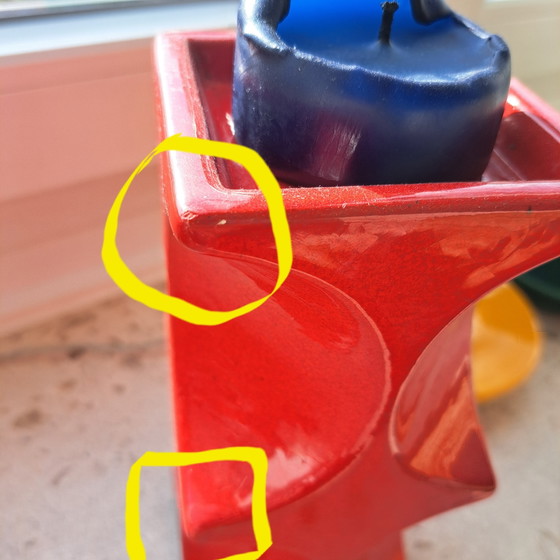 Cari Zalloni kaarsenhouder voor Steuler keramiek, jaren 70, vintage stijl uit het midden van de 20e eeuw, rood (photo 8 of 8)