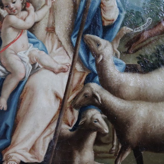 Image 1 of Mary the Shepherd, Signed Raphael Fogliardi and dated 1795, Italian Oil Painting on Canvas