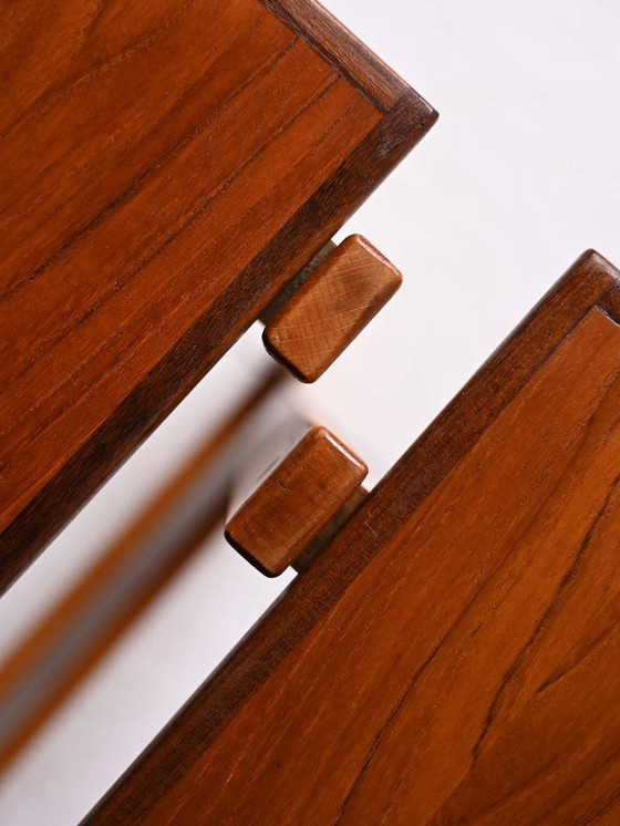 Image 1 of Pair of Vintage Scandinavian Nesting Tables in Teak and Beech