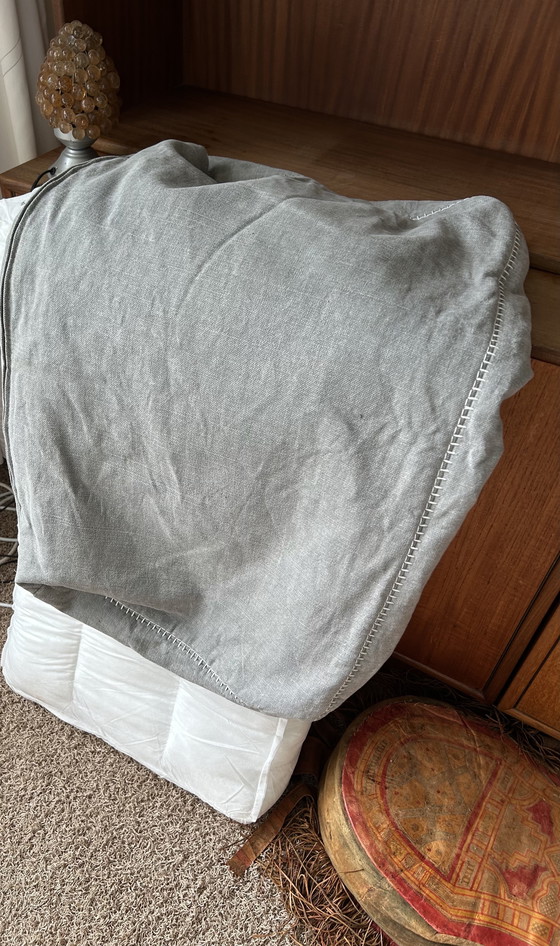 Image 1 of Sofá de tela gris claro WOOOD de 3,5 m con chaise longue a la izquierda