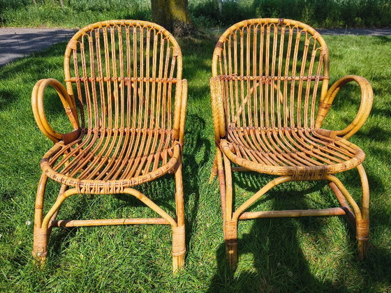 Image 1 of Vintage Rattan Armchairs Rohé Noordwolde – Set of 2