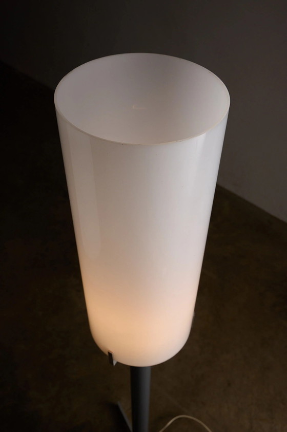 Industrial Minimalist Floor Lamp with Cylindrical Diffuser, Europe, 1970s, Floor lights, polished steel, Metal (photo 6 of 6)