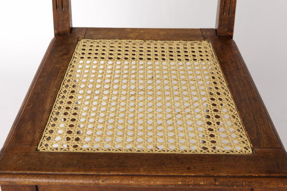 Image 1 of Antieke Beuken Stoel met Weense Rieten Zitting - 1940s Vintage Geweven Stoel