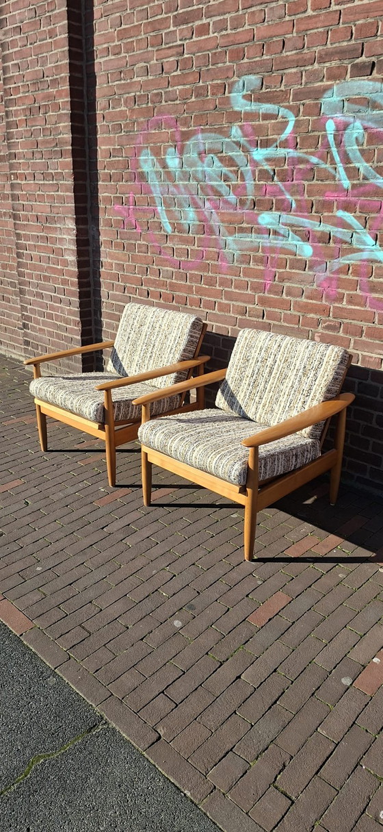 Image 1 of 2 dänische Sessel aus den 1970er Jahren mit Originalpolsterung