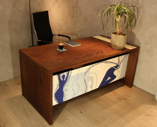 Cees Braakman x Pastoe desk with Studio Opknappers art