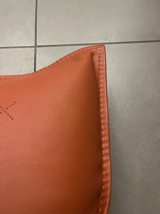 Image 1 of Leolux Large Sofa Pillow Leather Orange like NEW