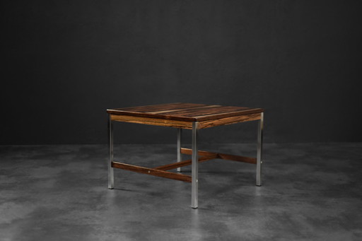 Vintage Mid-Century Modern Swedish Square Rosewood & Aluminum Coffee Table from HMB Möbler Rörvik, 1960s