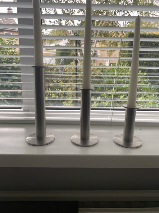 Set di 3 candelieri Auerhahn in acciaio inox