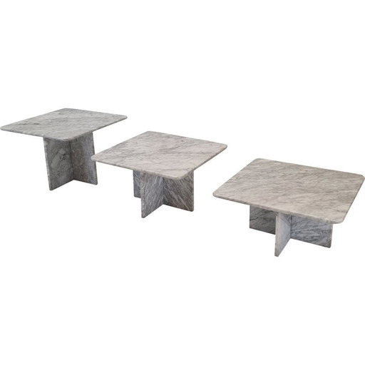 Set di 3 tavolini da caffè in marmo vintage italiani, anni '70