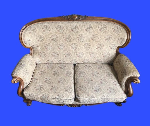 Canapé de style Louis XV - banquette ancienne à deux places