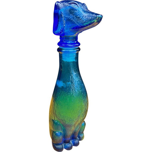 Vintage bottle in blue glass, Italy 1950