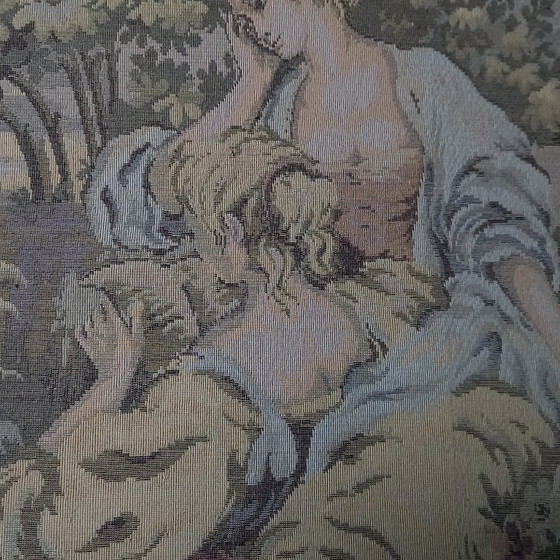 Image 1 of Hand-woven tapestry in a modernist metal frame