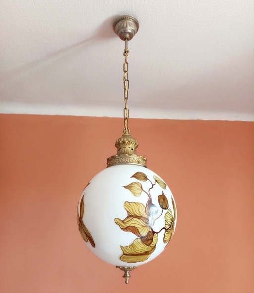 Grande suspension globe art nouveau 